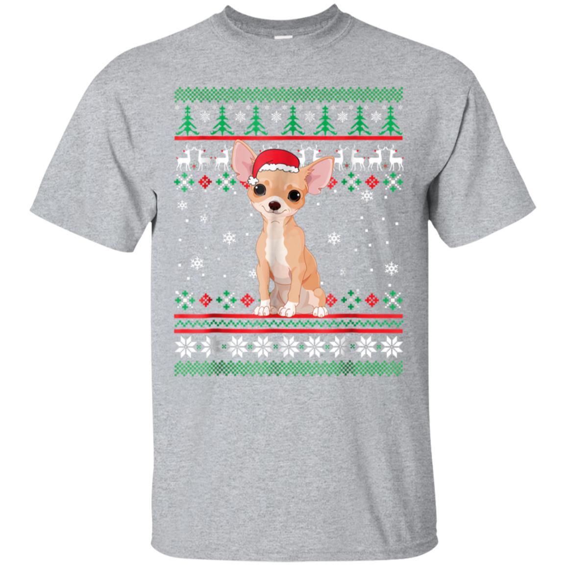 Chihuahua With Santa Hat Ugly Christmas Pajamas Shirt