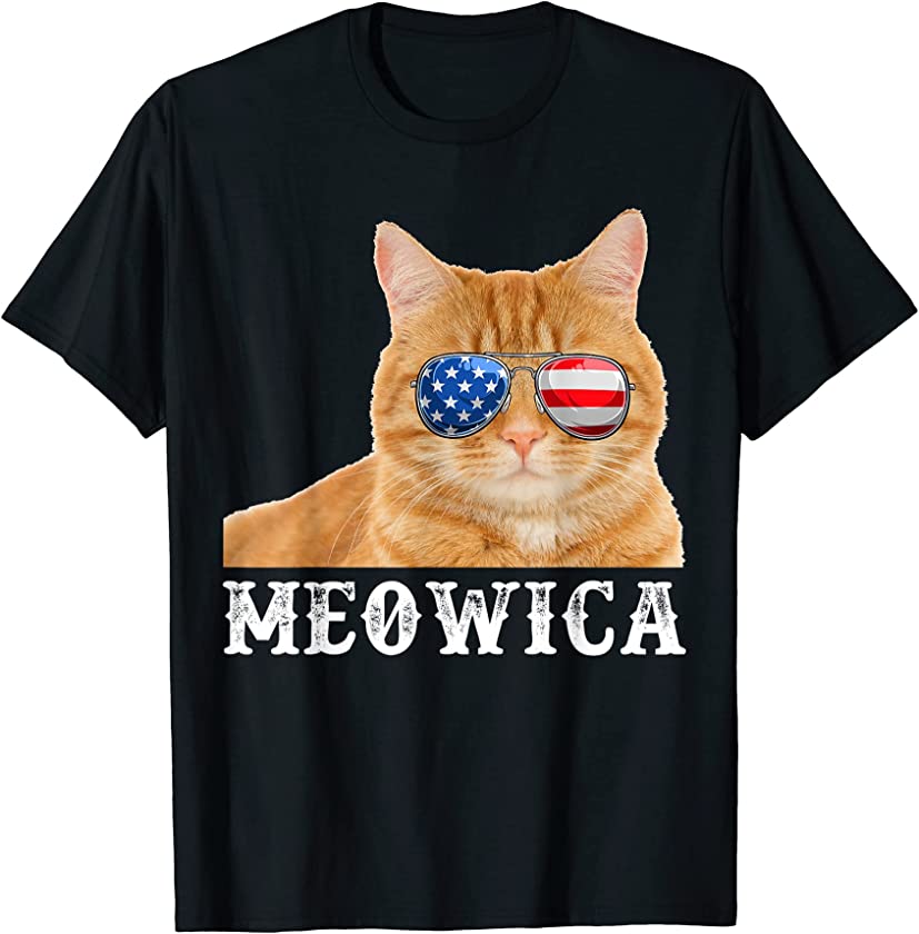 Cat 4th of July Kitten Merica USA American Flag T-Shirt