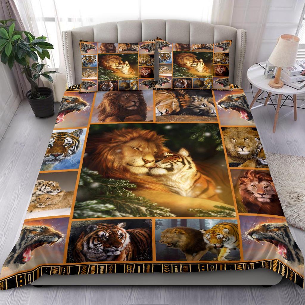 Fandomgift Lion And Tiger Bedding  Duvet Cover And Pillowcase Set