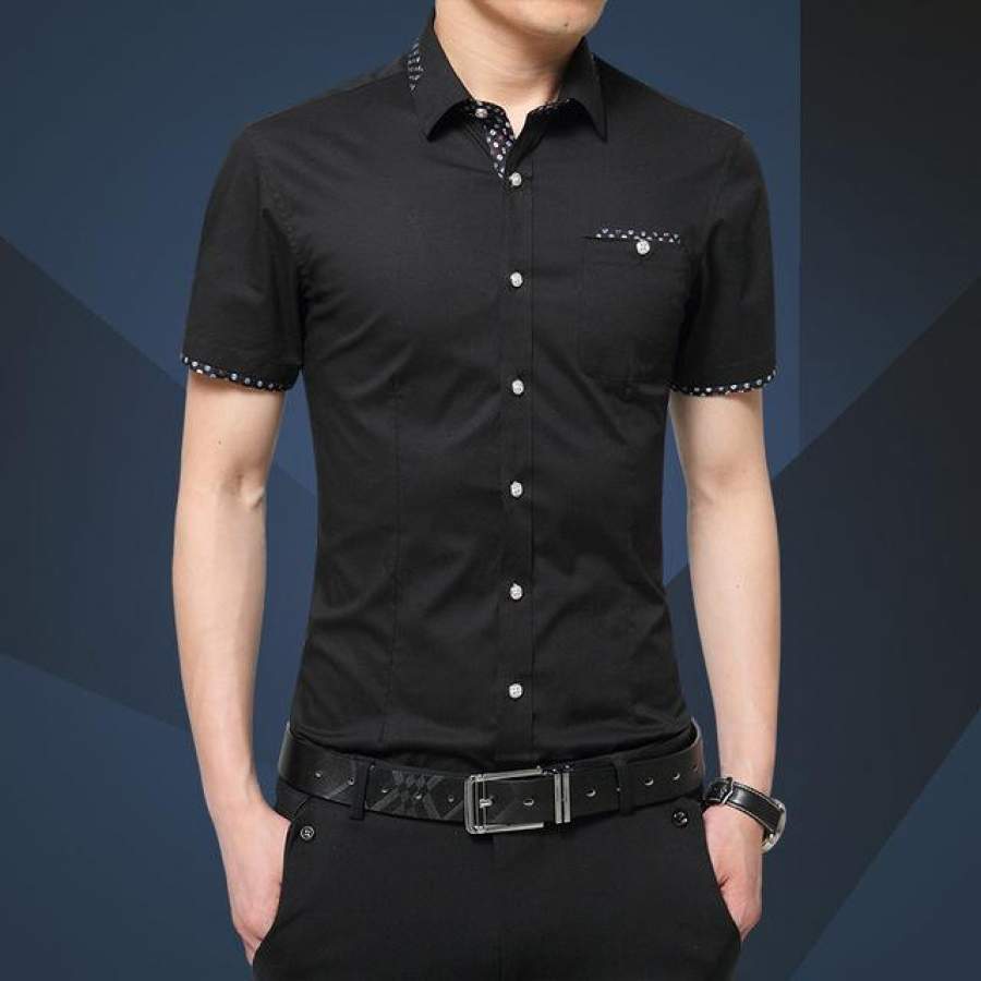 Summer Shirt Male Shirt Sleeve Shirt Turn-down Collar Pocket Design Shirt Clothing