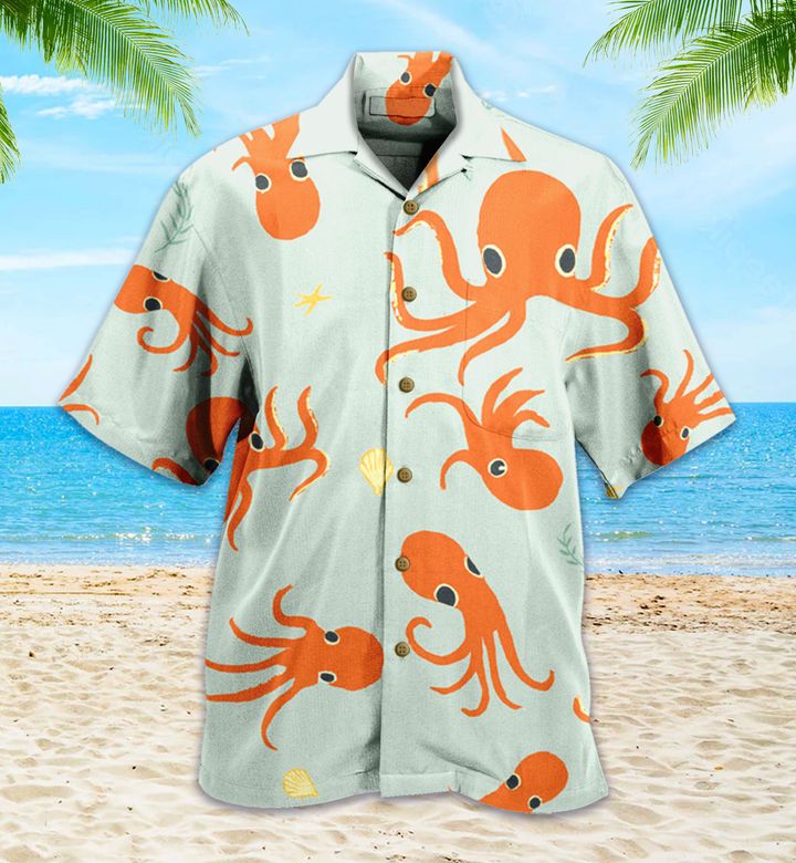 Orange Octopus Grey Hawaii Shirt Ha84073