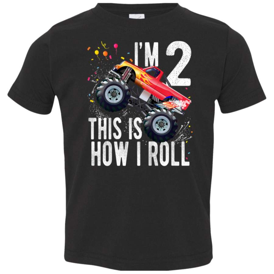 Kids 2 Year Old Shirt 2nd Birthday Boy Monster Truck Car T Shirt 3321 Rabbit Skins Toddler Jersey T-Shirt