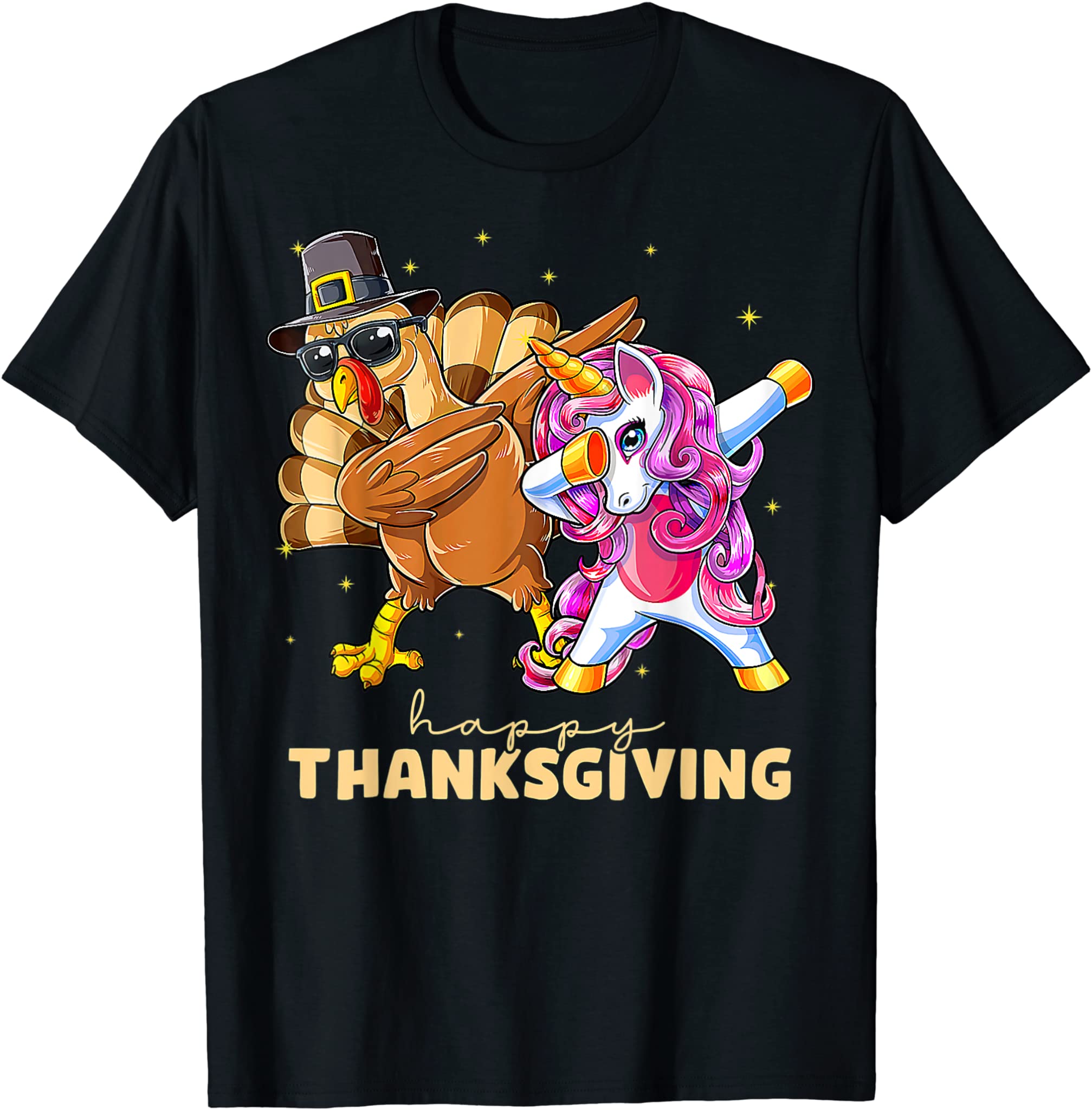 Happy Thanksgiving Unicorn Turkey Dabbing Funny Kids T-Shirt