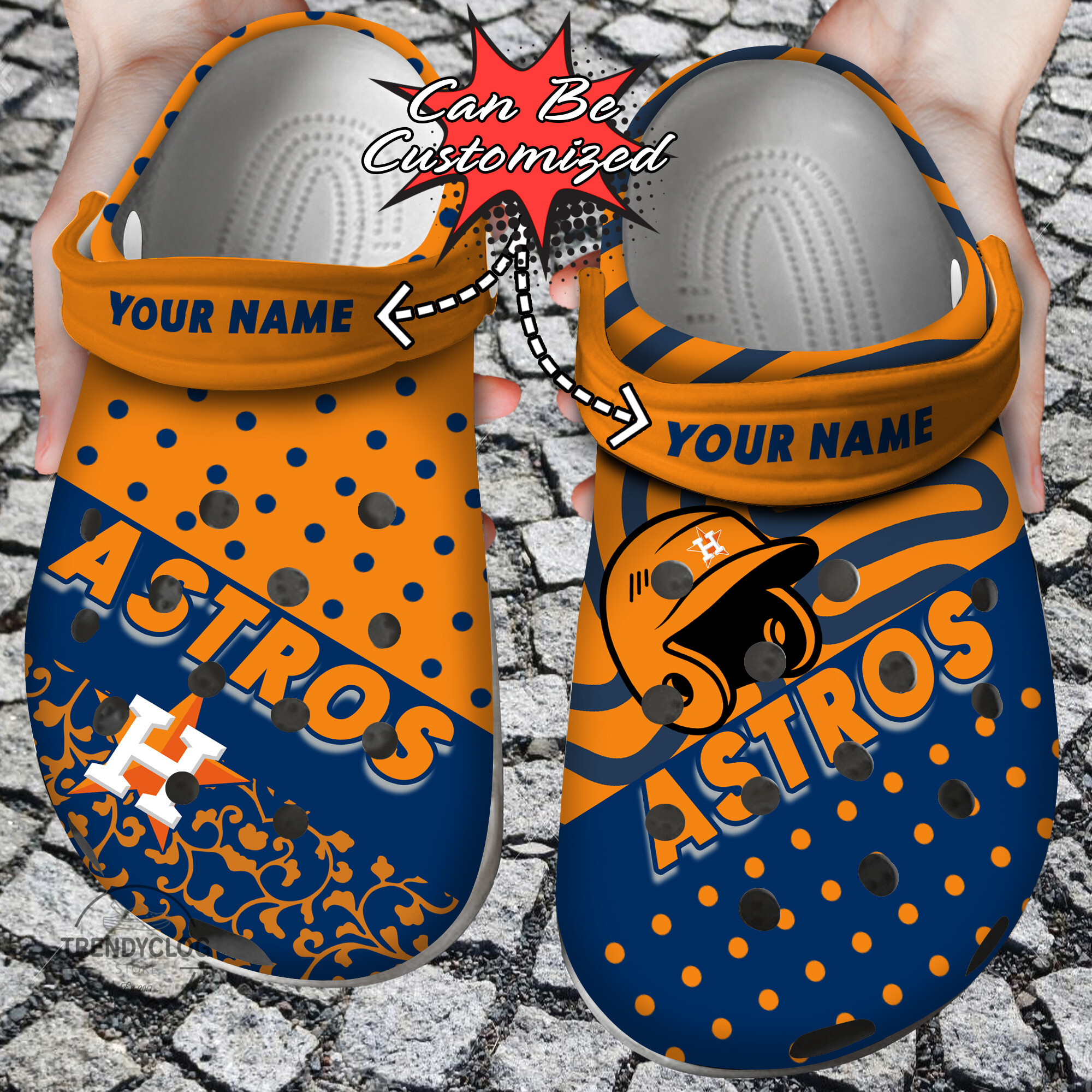 Baseball Crocs – Personalized H.Astros Team Polka Dots Colors Clog Shoes