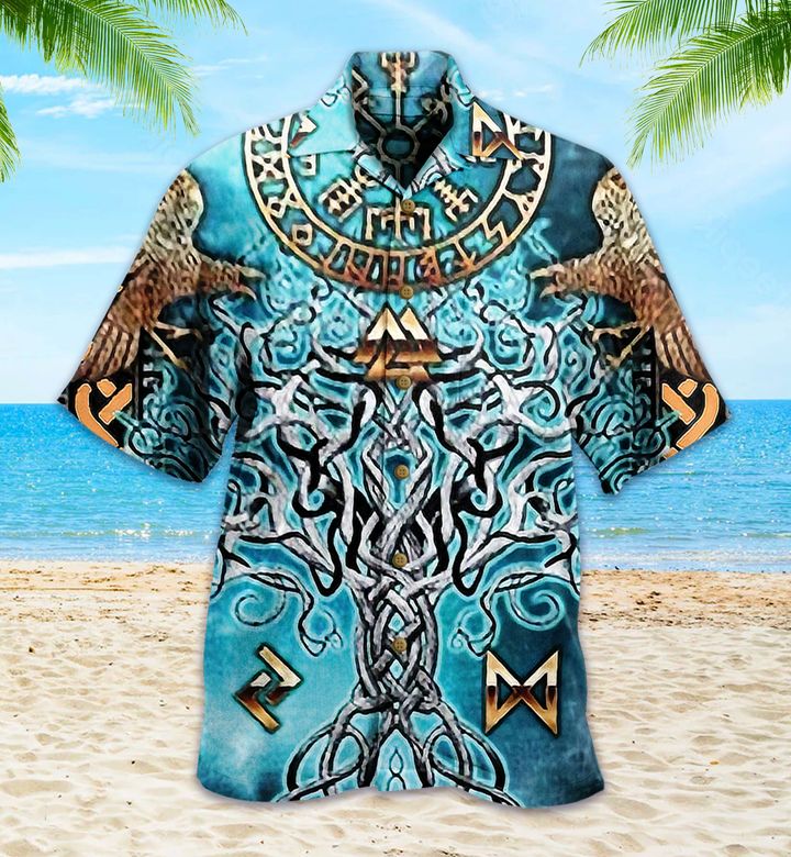 Yggdrasil Viking Blue Hawaii Shirt Ha91440