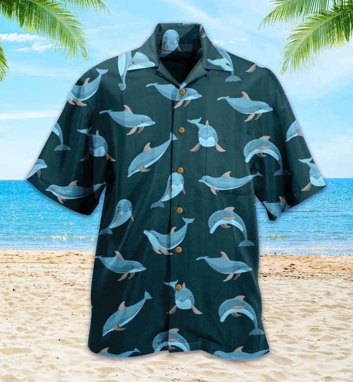 Funny Dolphin Green Hawaiian Shirt 3D