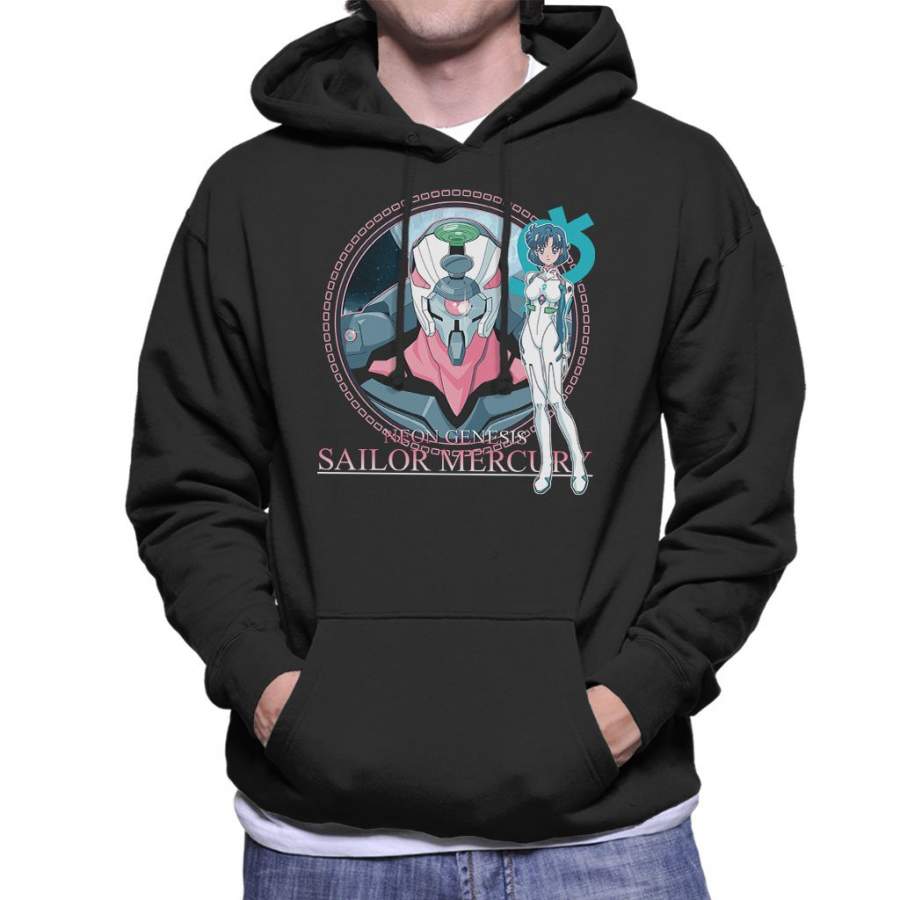 Sailor Mercury Neon Genesis Sailor Moon Men’s Hooded Sweatshirt