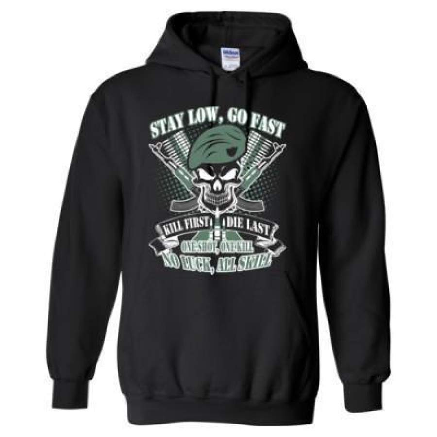 AGR Stay Low Go Fast Kill First Die Last Ine Shot One Kill No Luck All Skill – Heavy Blend™ Hooded Sweatshirt