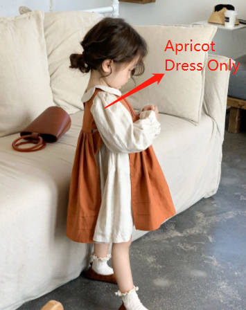 3888C Girl Dress 2022 Autumn Winter New Korean Girl’s Dress Retro Cotton-linen Embroidered Bib Skirt Or Princess Dress alx