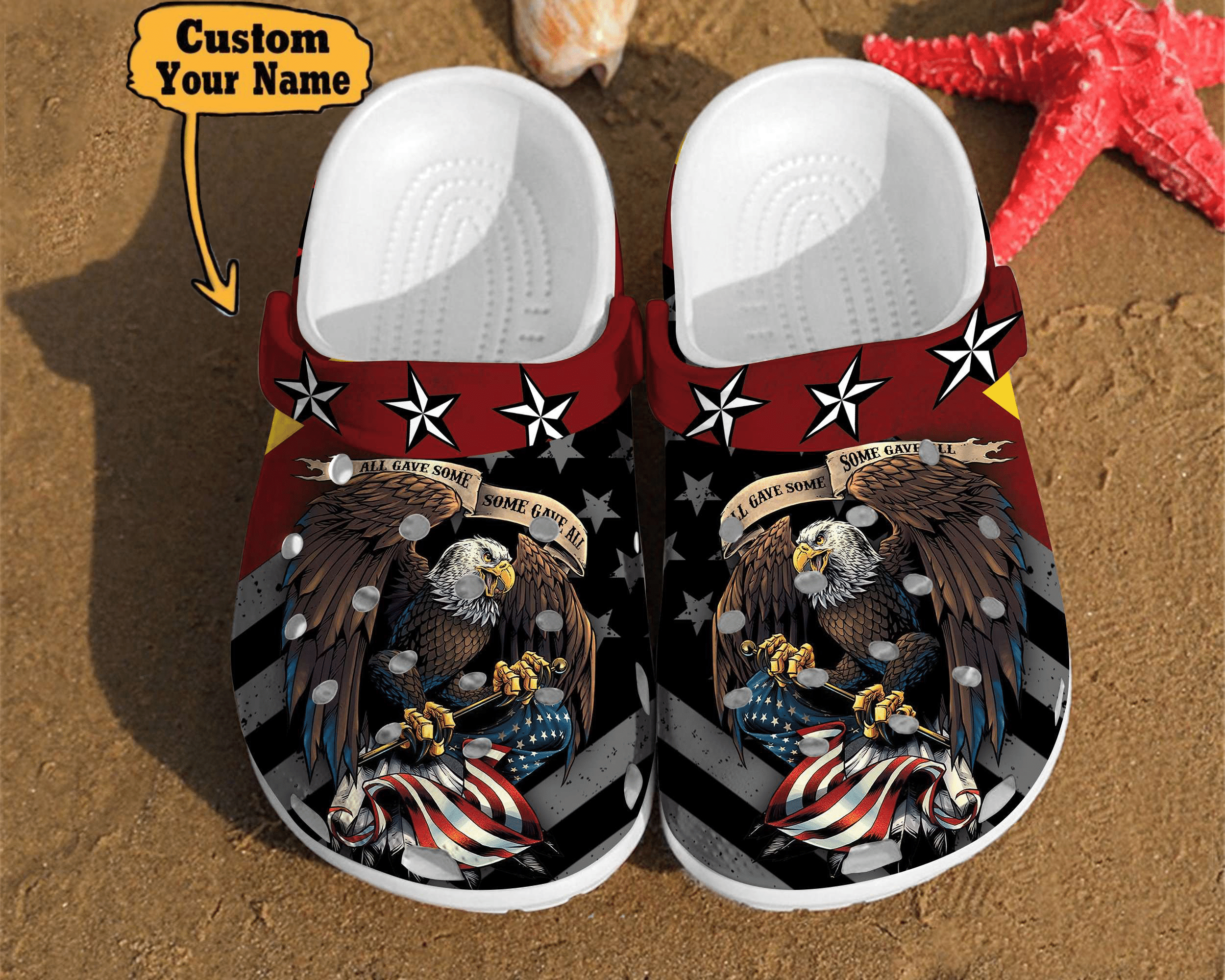 Veterans Crocs – Eagle America Flag Veteran Gift Clog Shoes