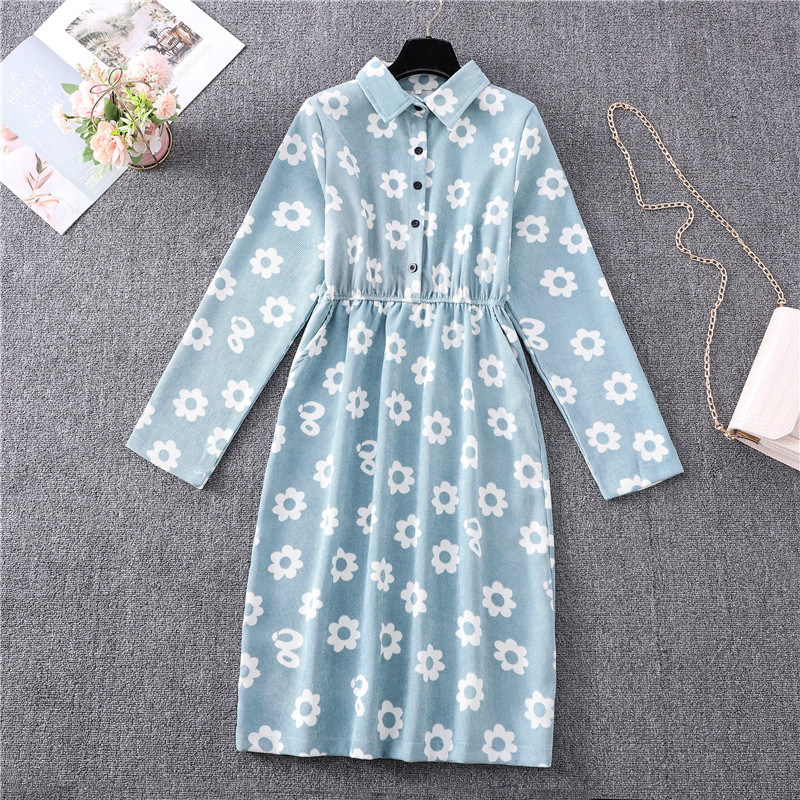 Winter Spring Autumn Corduroy Long Sleeve Midi Shirt Dress Red Pink Plaid Vintage Fashion Office Lady Dresses Woman 2020 alx