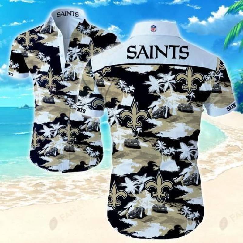 New Orleans Saints Coconut Tree Hawaii Fit Body Shirt