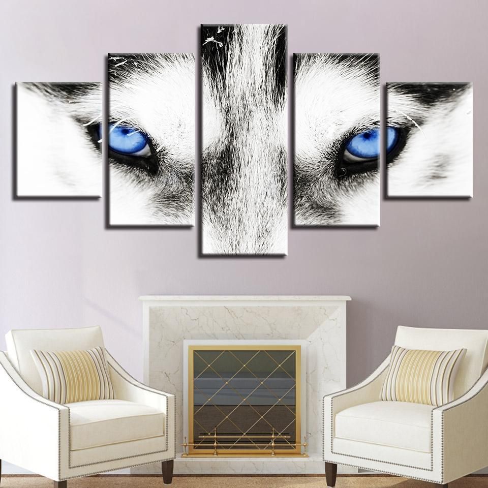 Wolf Eyes Animal 5 Panel Canvas Art Wall Decor