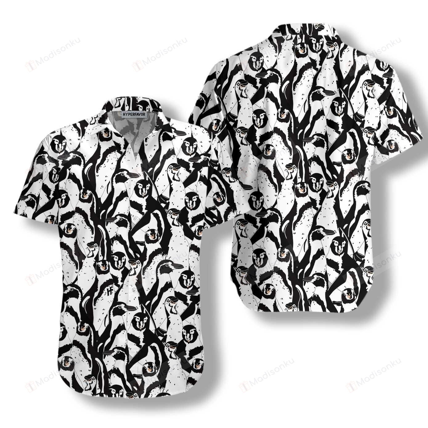 Black And White Penguin Hawaiian Shirt