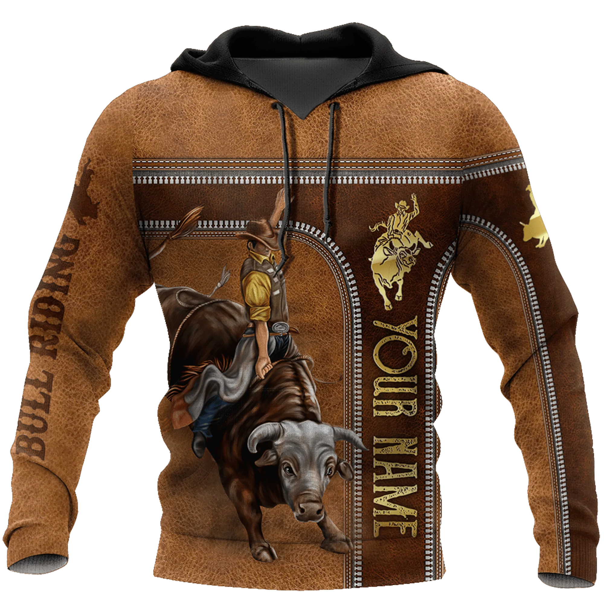 Custom Bull Riding Hoodie 3D All Over Print, Riding Hoodie Cowboy Hoodie Cowboy Gift