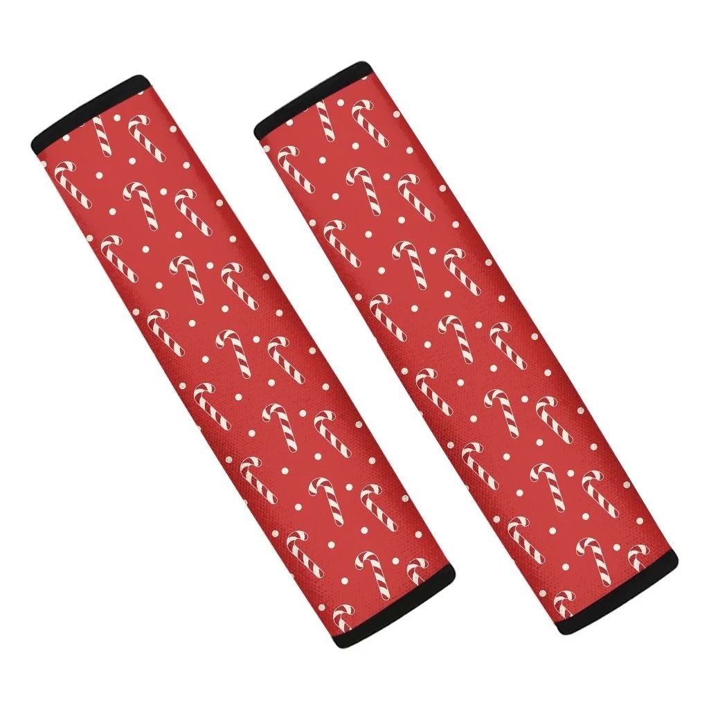 Candy Cane Polka Dot Pattern Print Car Seat Belt Covers