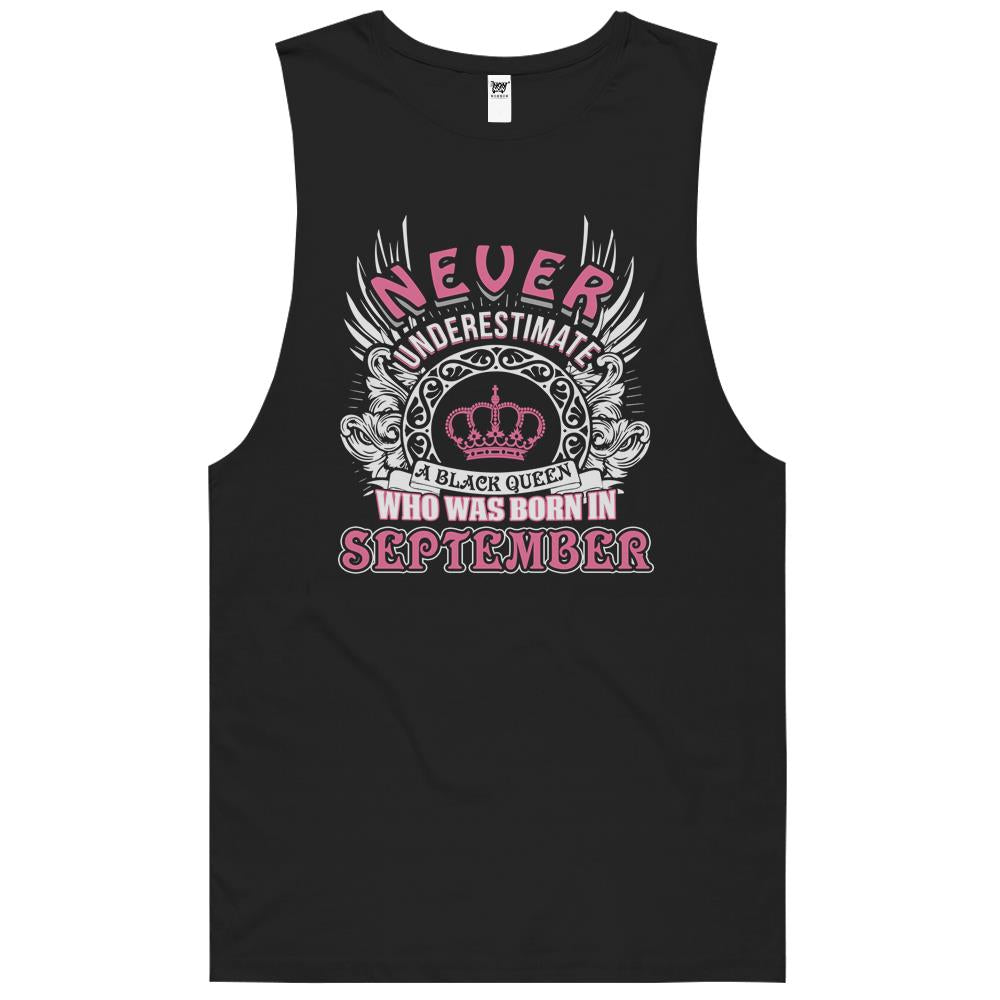 September Birthday Shirts, September Tank Top, September Shirt, Never Underestimate A Black Queen Tank Top