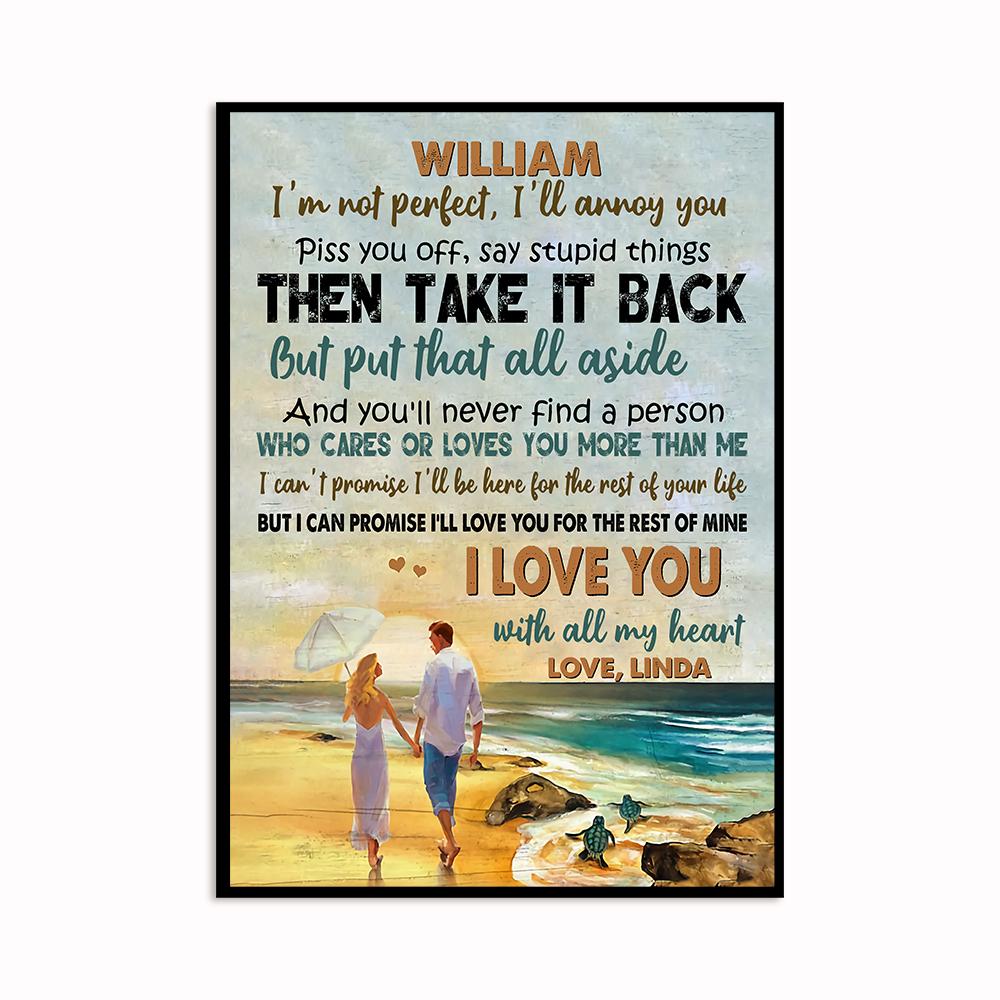 Personalized Wall Art Poster Board Print Valentine Day Gift Ideas For Him Her Men Women Boyfriend Girlfriend Husband Wife Couple – Custom Name With All My Heart HT281212 – PersonalizedWitch