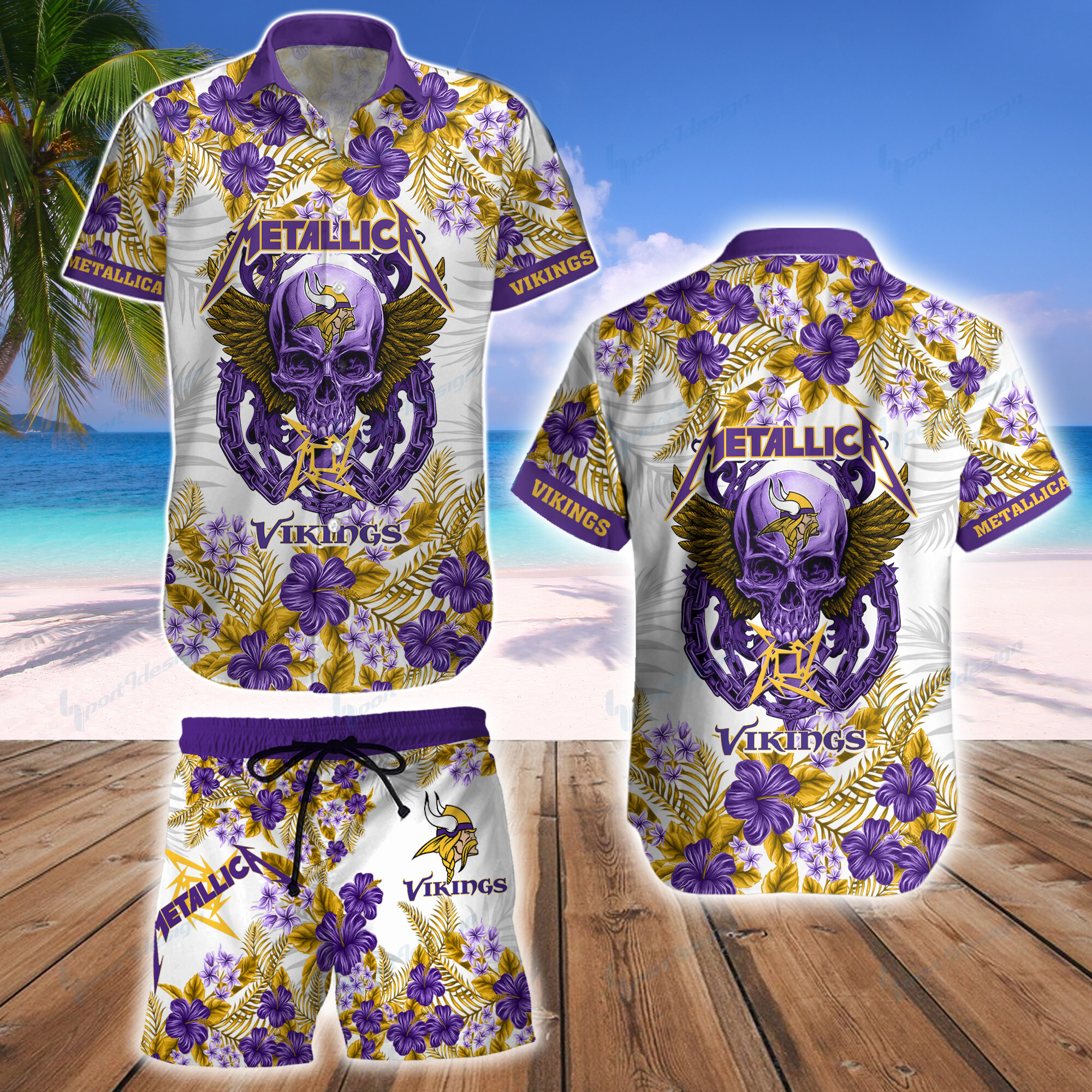 Minnesota Vikings Hawaii Shirt & Shorts Bg344