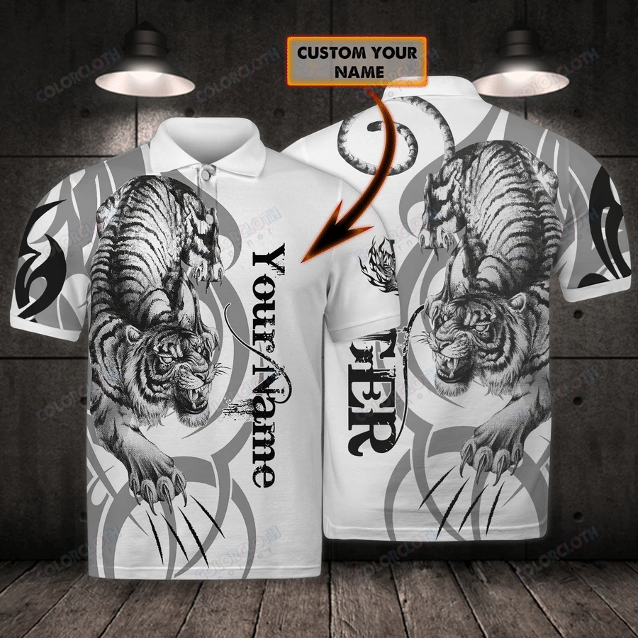 White Tiger – Personalized Name 3D Polo Shirt For Tiger Lover Tv057269