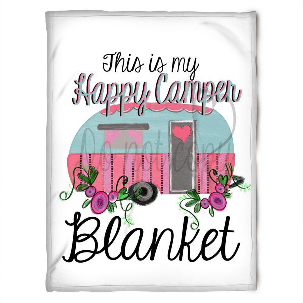 Camping Fleece Blanket This Is My Happy Camper Pink Car,Gift For Camping Lover Gift For Home Decor Bedding Couch Sofa Soft Comfy And Cozy