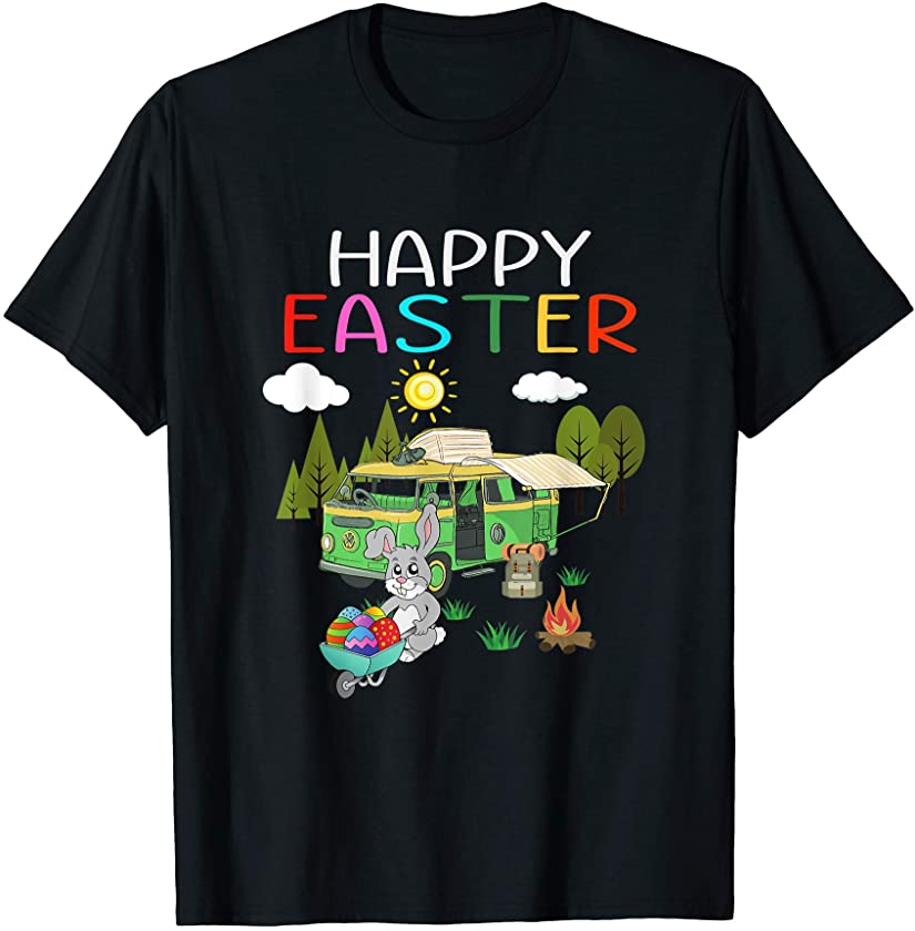 Cute Bunny Eggs Easter Camping Happy Easter Day 2021 Family T-Shirt