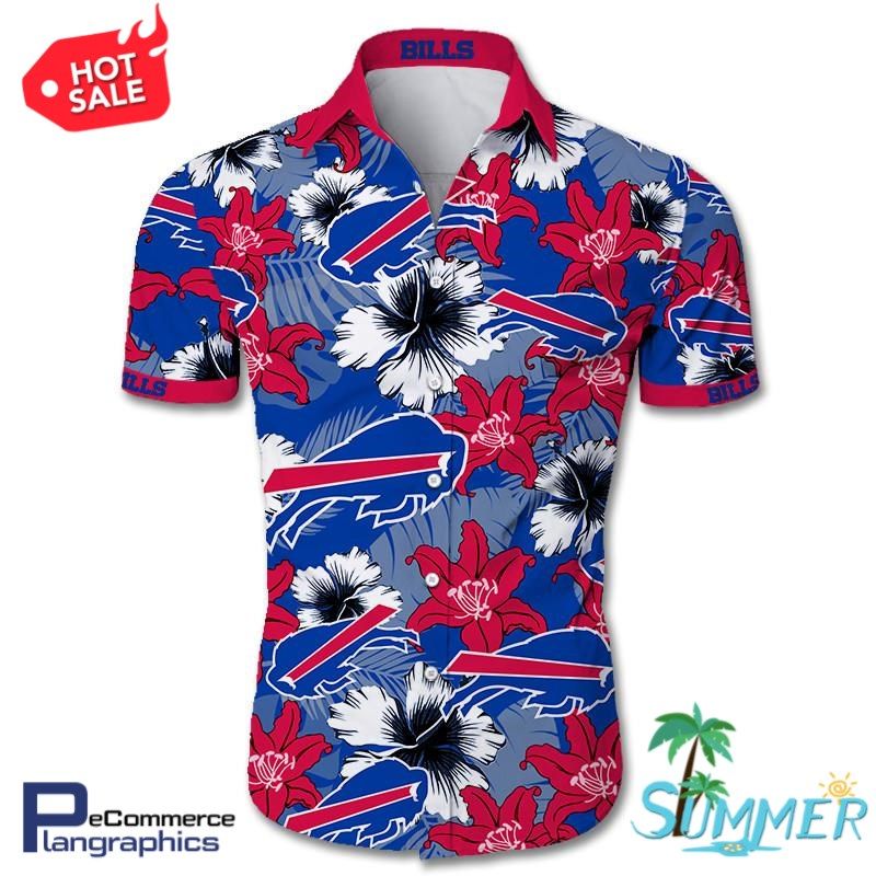 Buffalo Bills Tropical Flower Aloha Shirt Hawaiian Aloha Shirt Hawaiian Shorts Beach Short Shirt