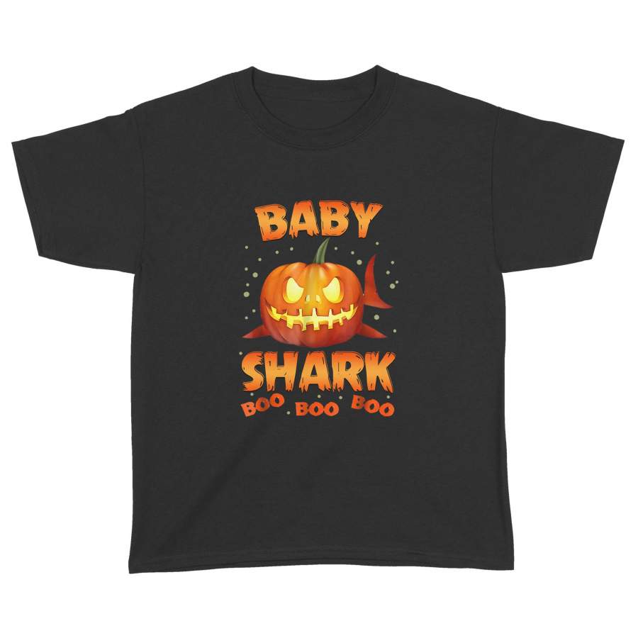 Cute Funny Pumpkin Baby Shark Boo Boo Boo Halloween costume Shark Family printed Standard Youth T-shirt design – IPH2010