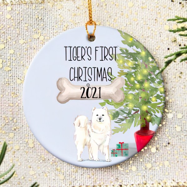 Personalized Samoyed Puppy’S First Christmas Ornament, Samoyed Ornament