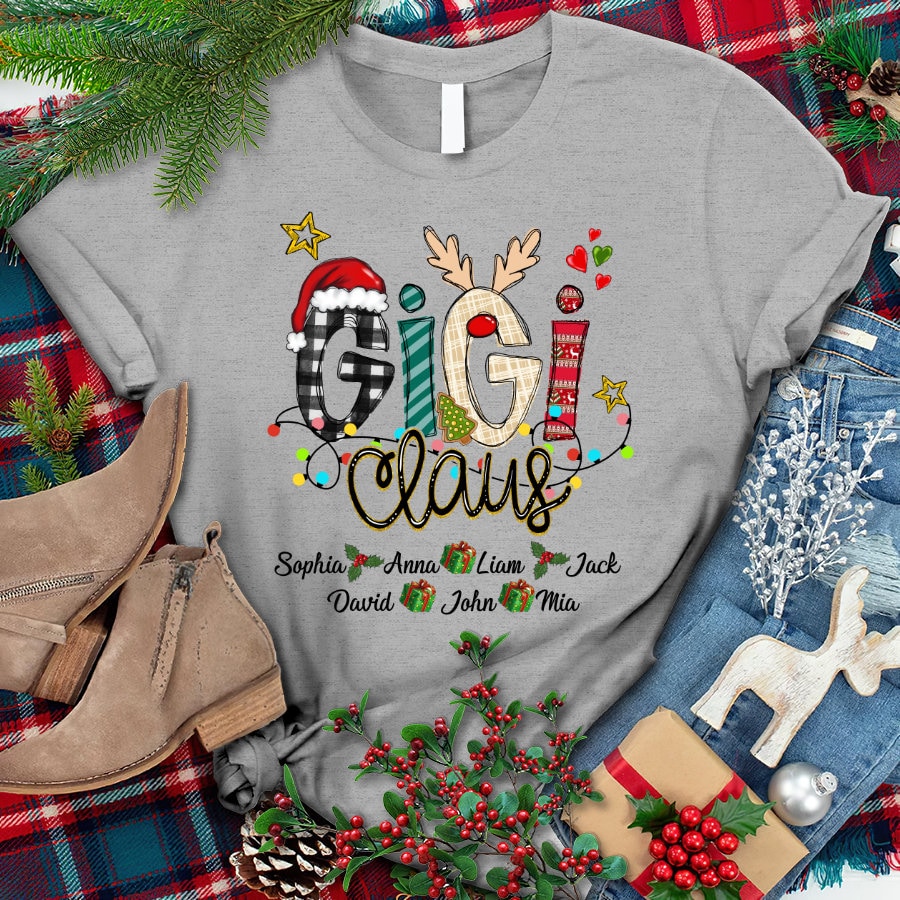 Custom Christmas Gigi Claus Shirt, 2022 Christmas Nana Shirt, Custom Grandma Claus Christmas Shirt, Cute Gigi Shirt Gift For Christmas