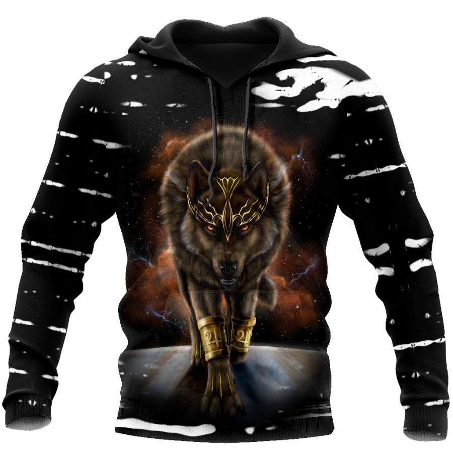 All Over Printed Beautiful Wolf King Hoodie MEI09122001-MEI