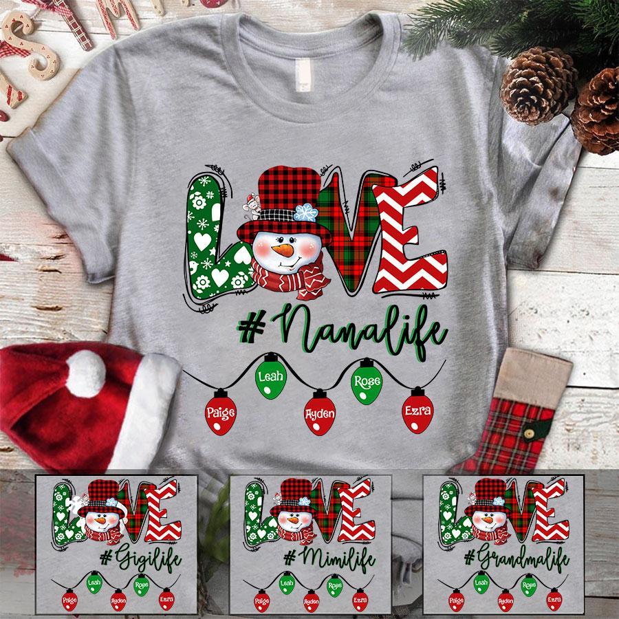 Love Grandma Life Snowman Christmas Shirt