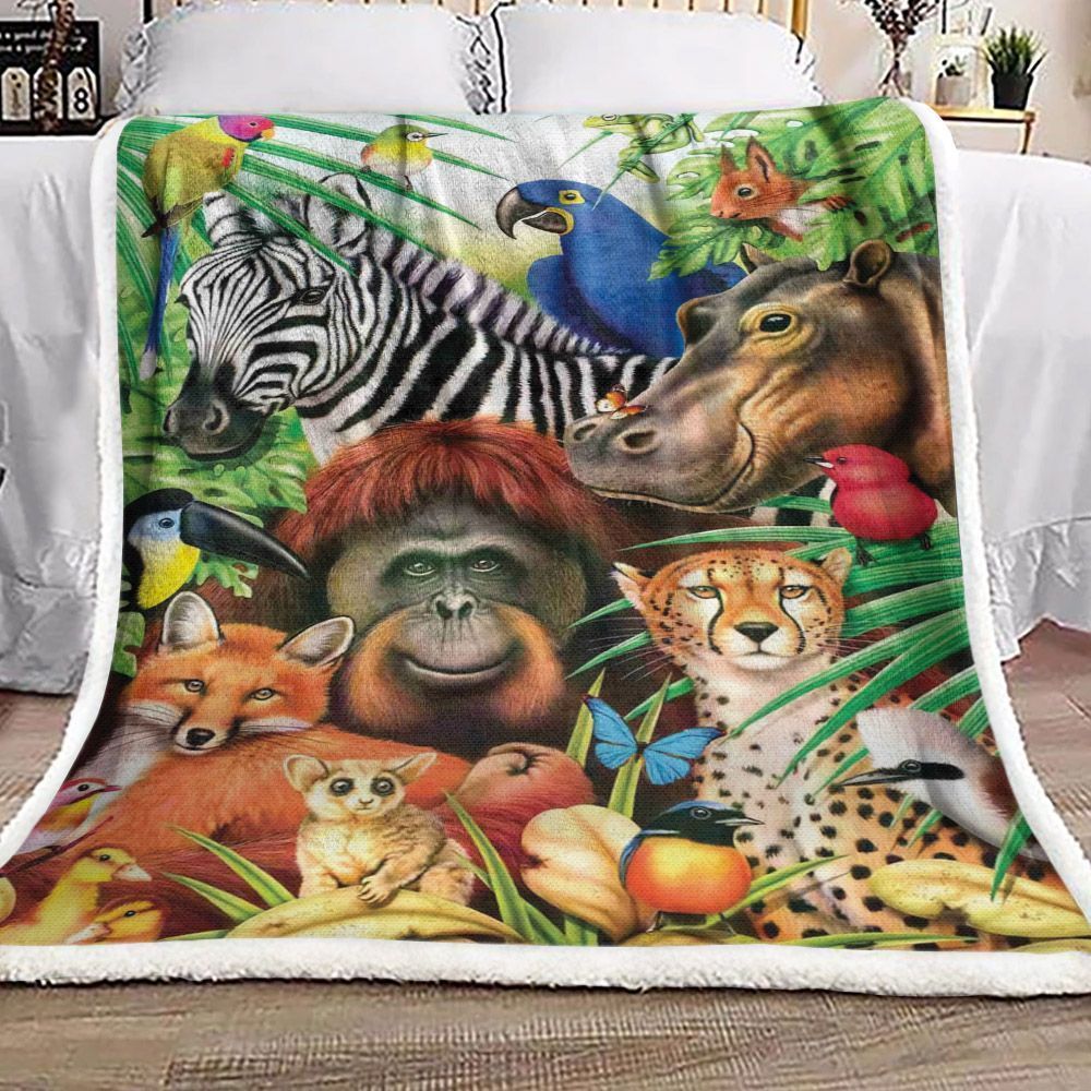 Zebra Fox Orangutan Paot Hippo Leopard Sherpa Fleece Blanket QH