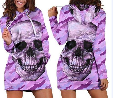 Violet Skull Hoodie Dress