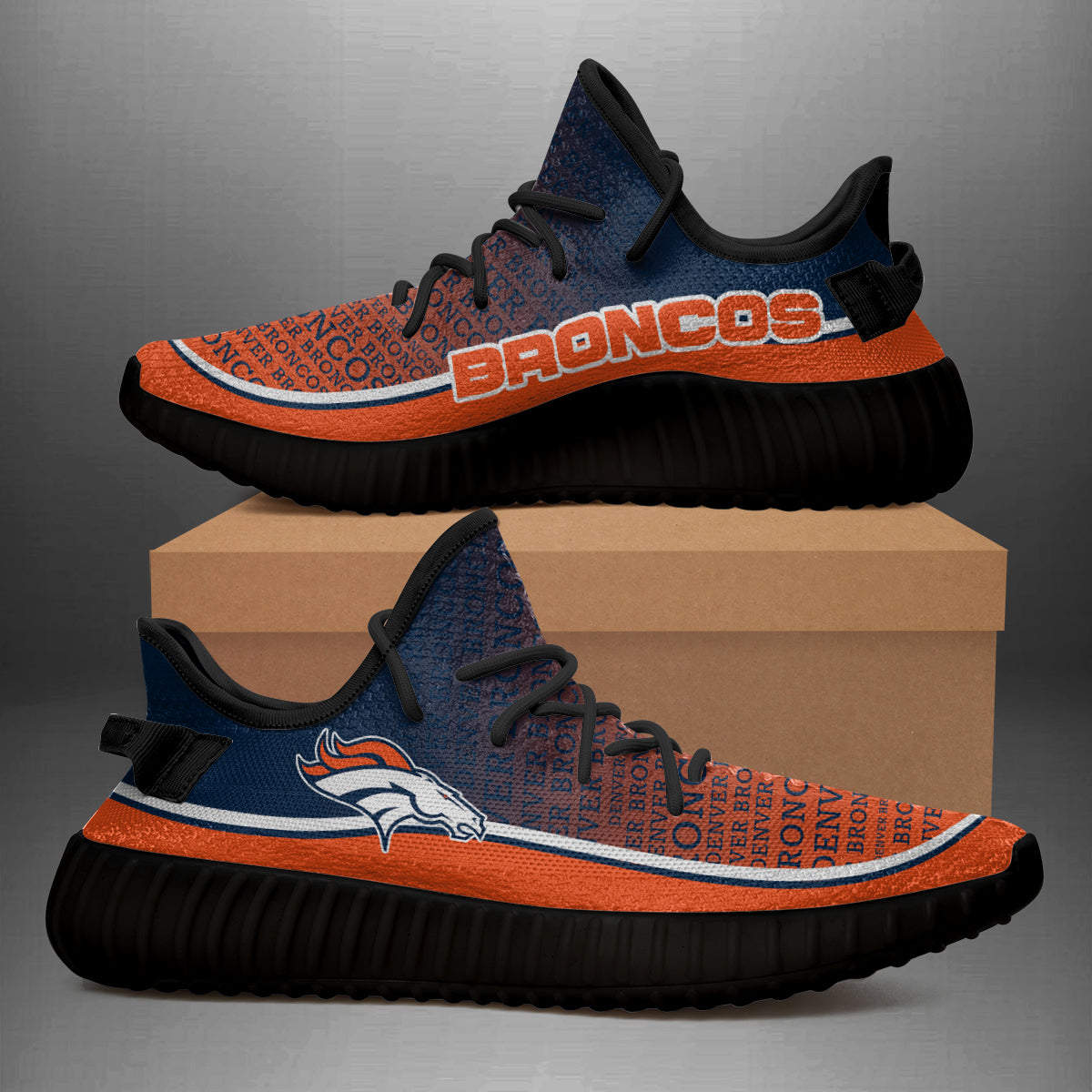 Colorful Line Words Denver Broncos Yeezy Shoes