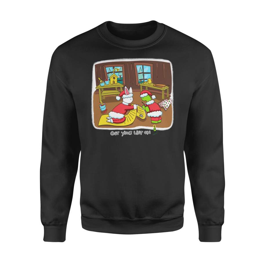 Christmas Gift Idea Rabbits And Turtles Are Wearing Santa Clothes And Writing Lists Get Your List – Standard Crew Neck Sweatshirt