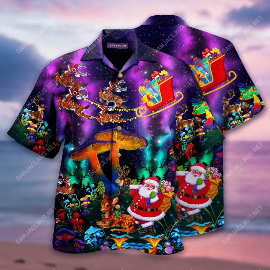 Mushroom Santa Claws Funny Hawaii Aloha Shirts Ha81173