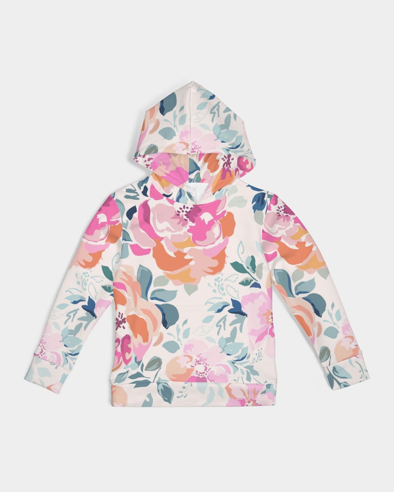 Soft Pink Watercolor Flowers Kids Hoodie