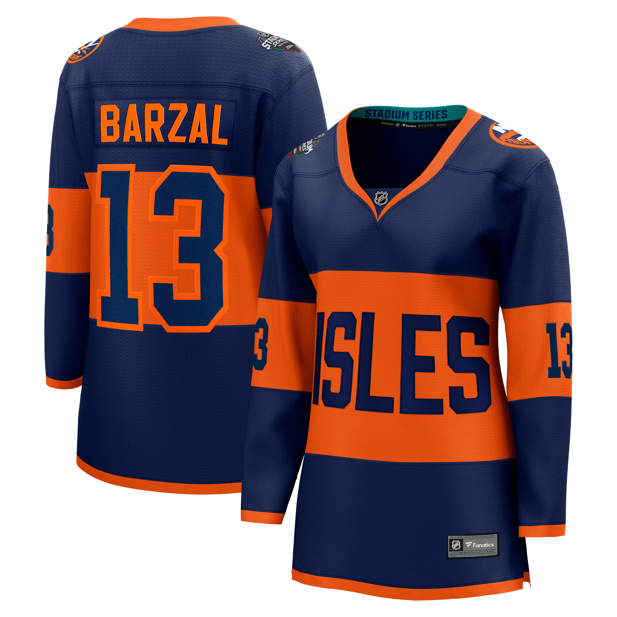 Mathew Barzal New York Islanders Branded Women's 2024 NHL Stadium Series Breakaway Player Jersey  Navy