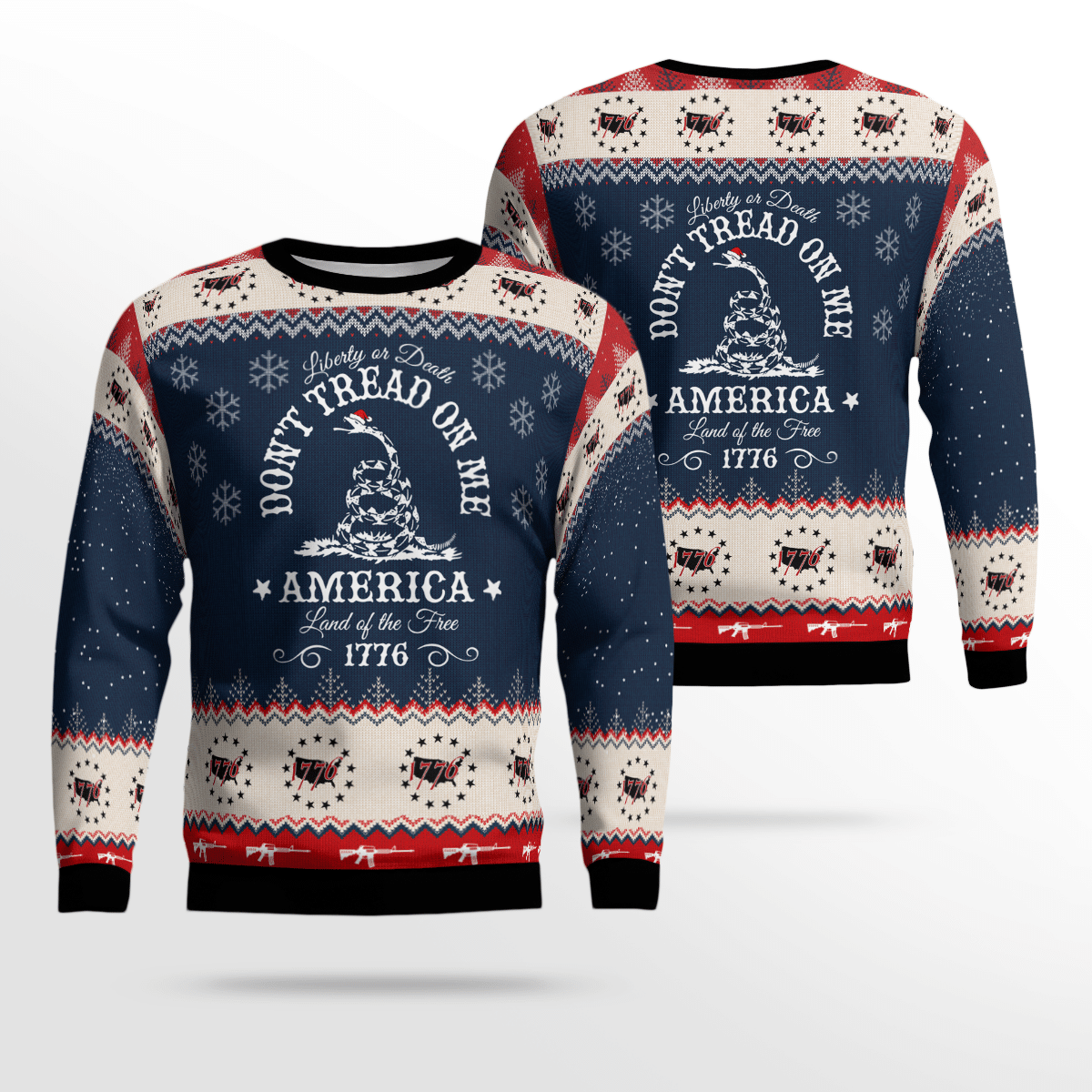 United States Patriots/Three Percenter Liberty Or Death Don’T Tread On Me America Ugly Sweater