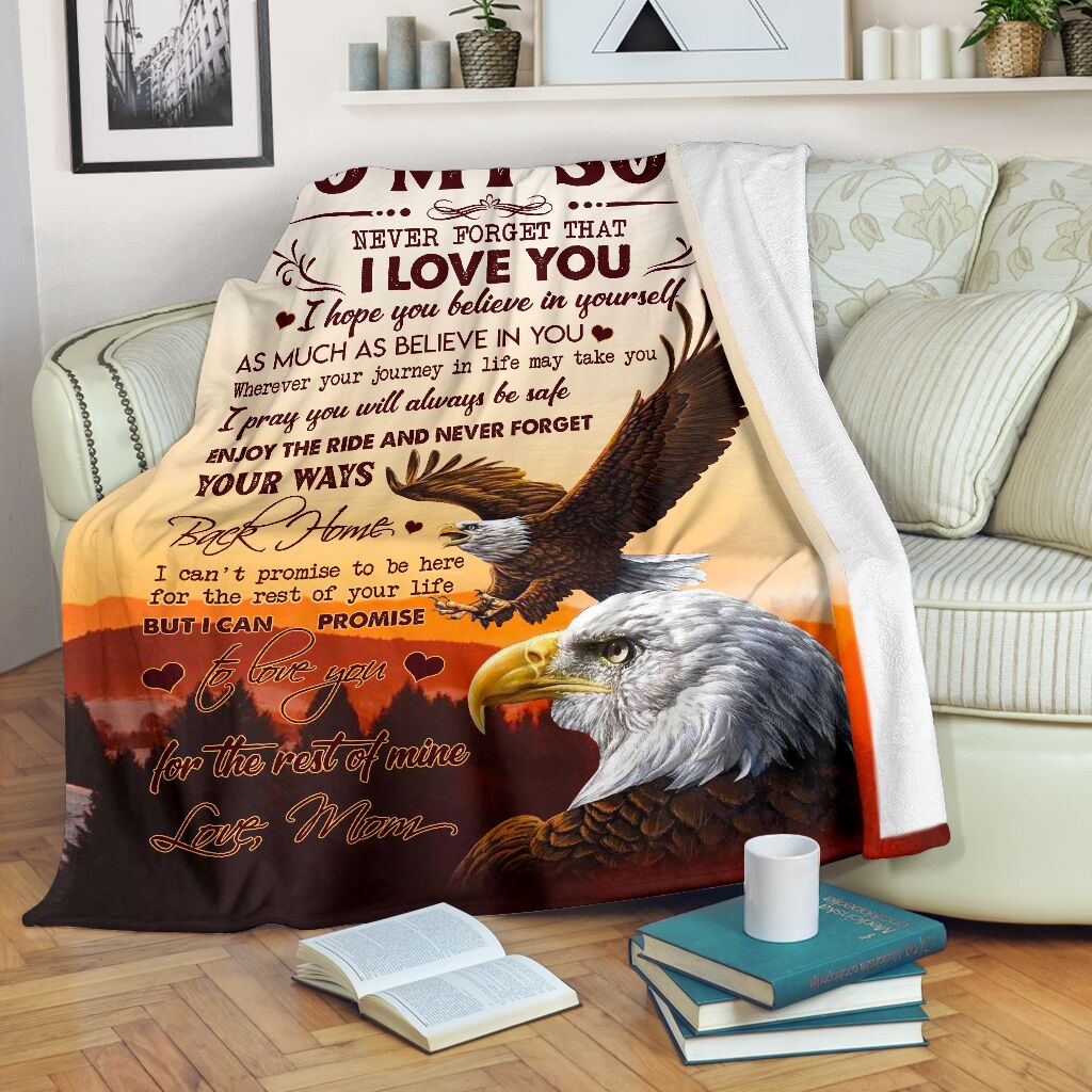 To My Son I Love You, Give Away A Shirt In The Shape Of A Falcon Gift For Son From Mom Birthday Gift Home Decor Bedding Couch Sofa Soft And Comfy Cozy