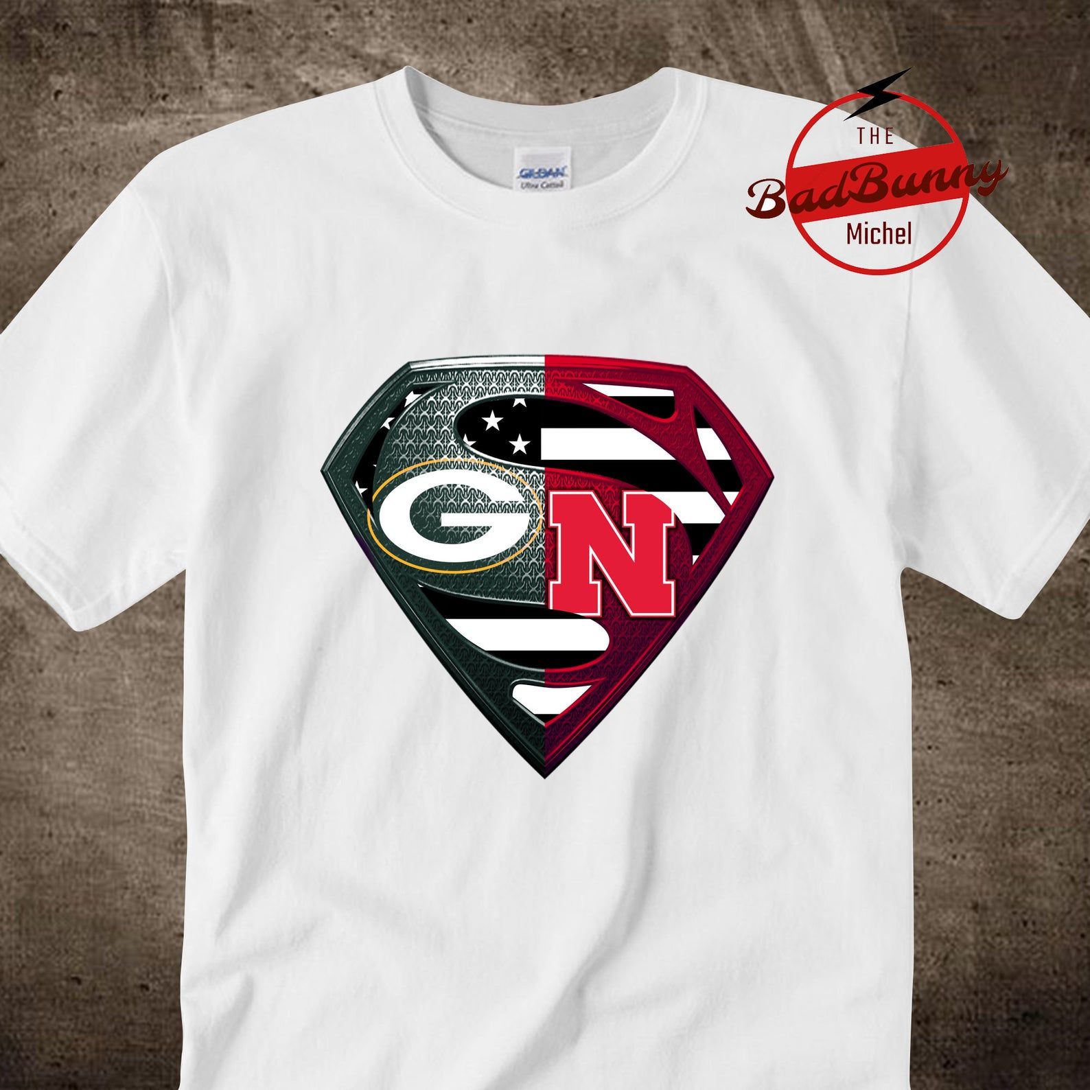 Green Bay Packers Vs Nebraska Cornhuskers Inside Superman Logo Tshirt – Made In Usa Cad