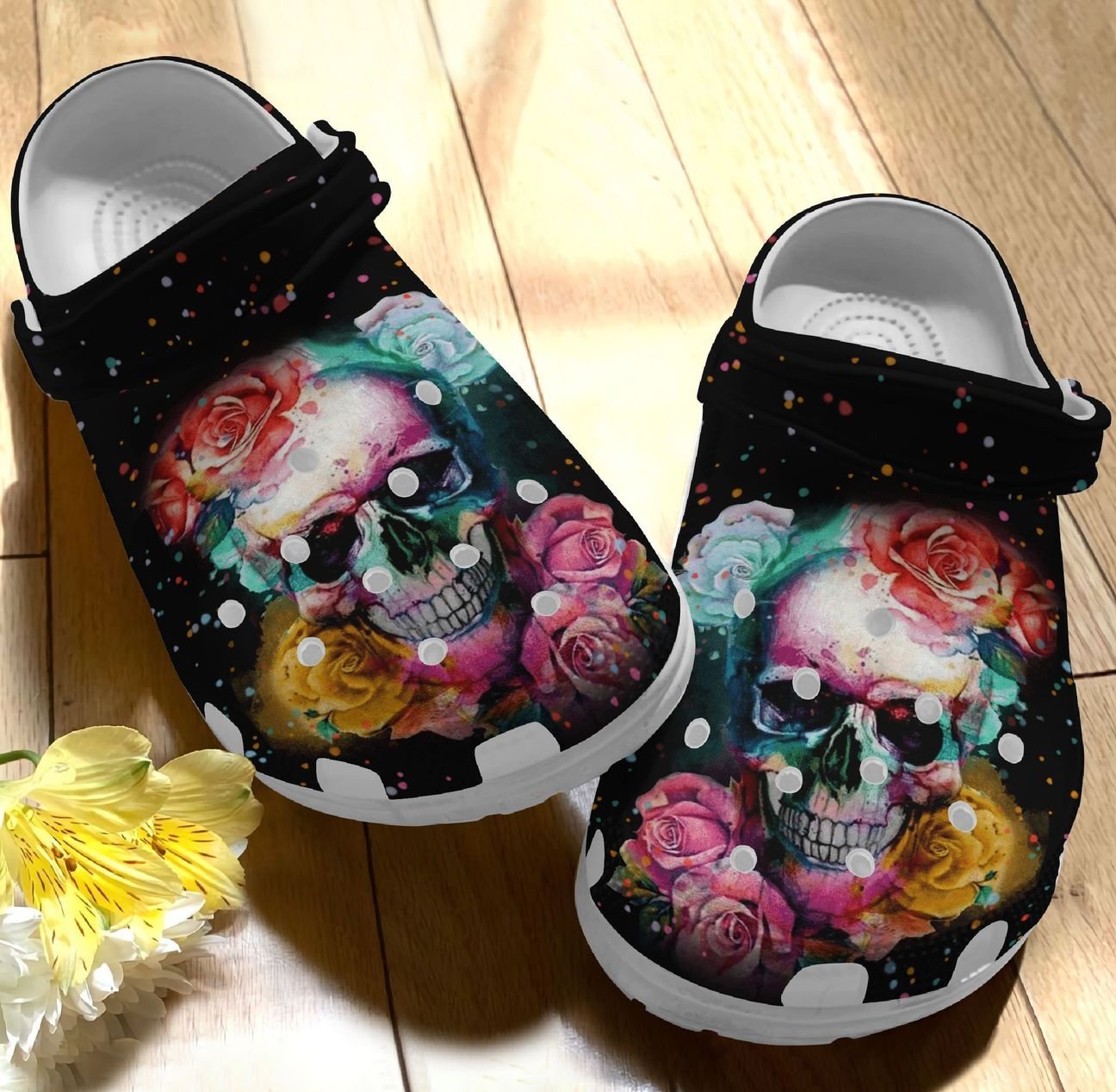 Skull Personalize Clog, Custom Name, Text, Fashion Style For Women, Men, Kid, Print 3D Floral Scent