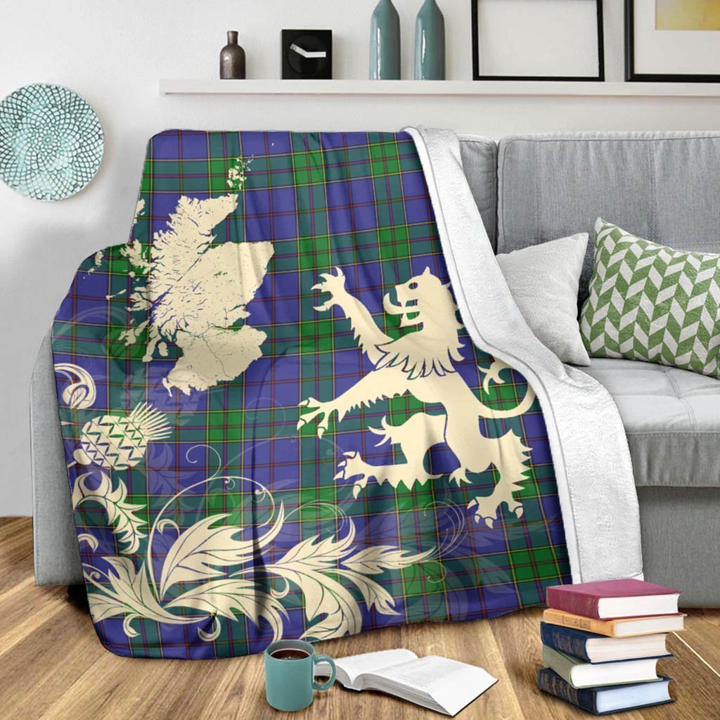 Tartan Blanket Strachan Tartan Scotland Lion Thistle Map Plaid Blanket