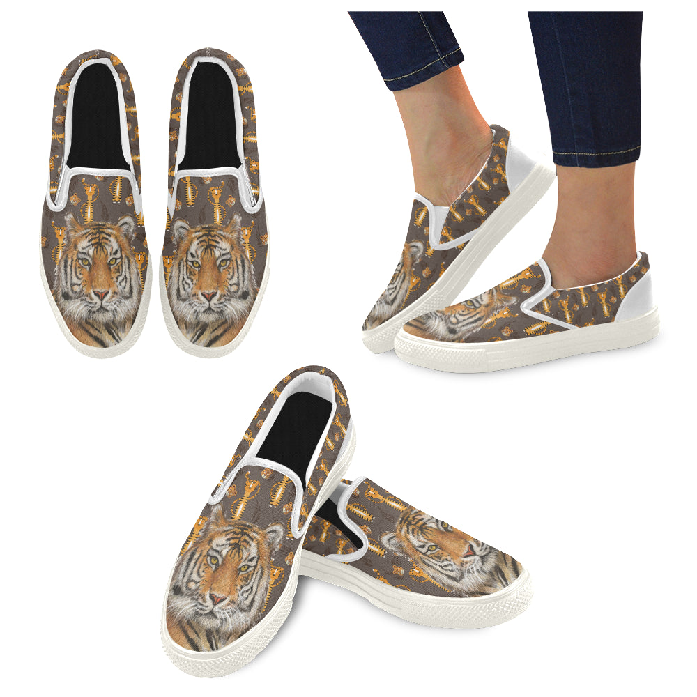 Tiger White Women’s Slip-on Canvas Shoes