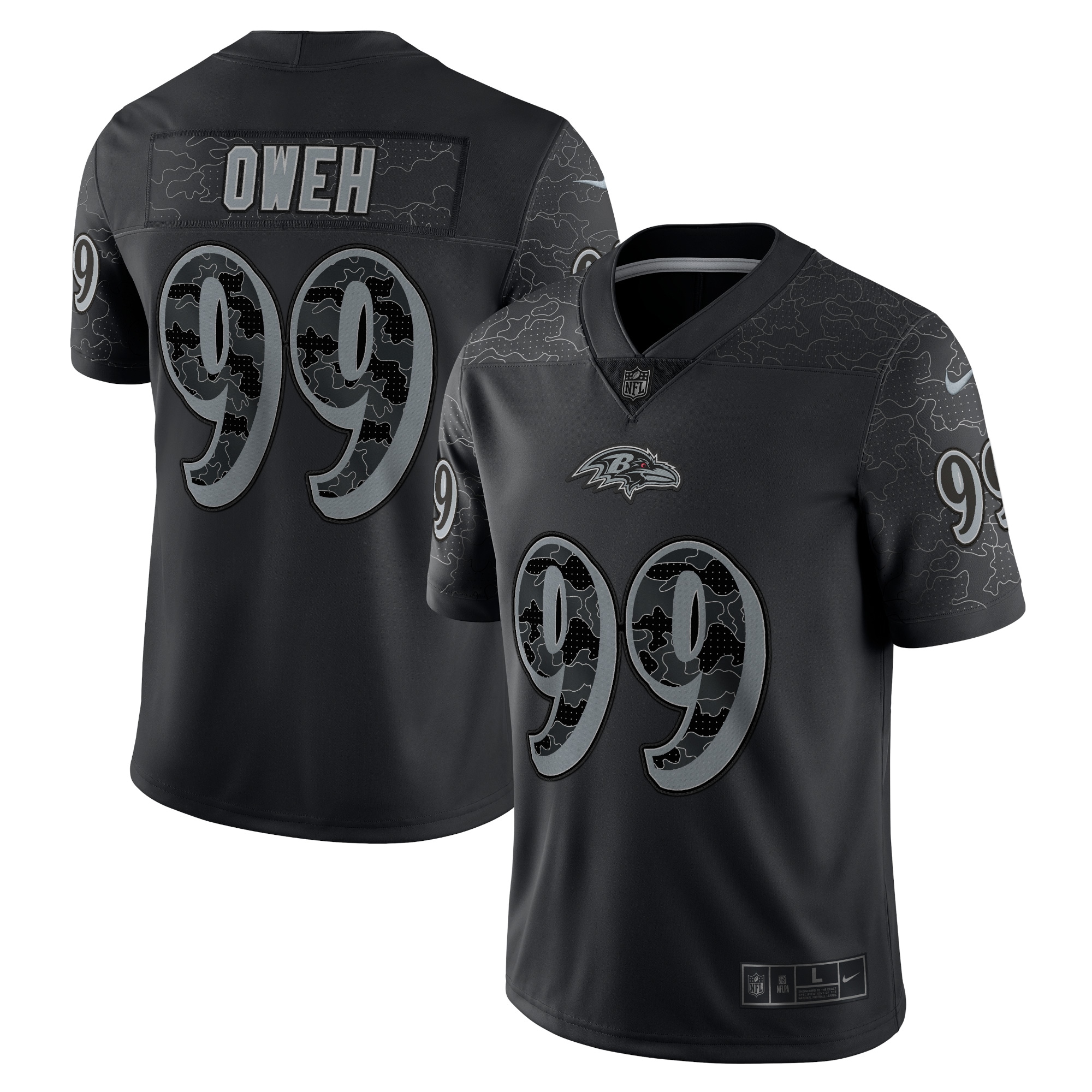 Men’s Baltimore Ravens Odafe Oweh Black RFLCTV Limited Jersey