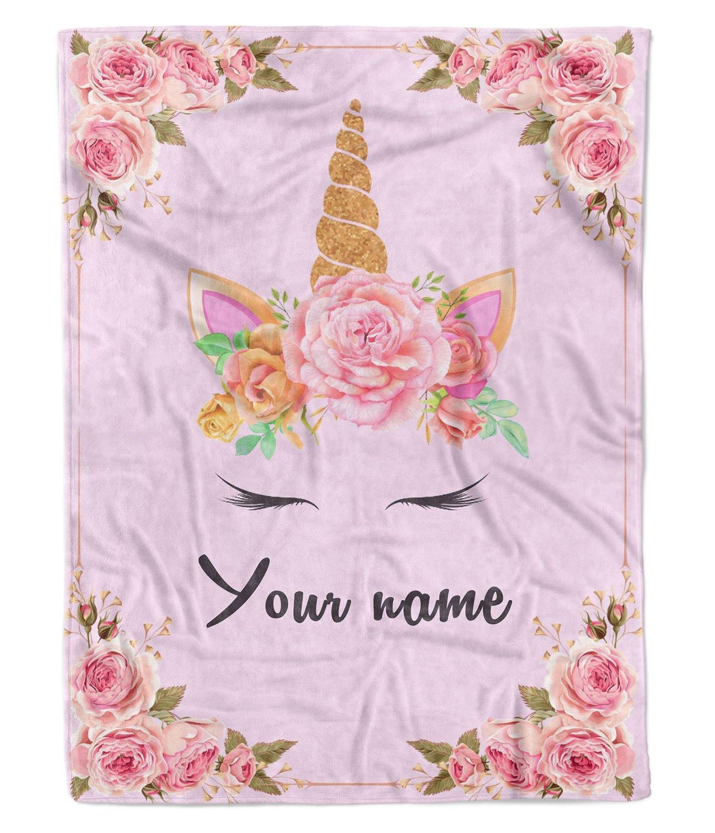 [Personalized Name] Unicorn  – Cute Gift For Kids Unique Gifts Ideas For Home Decor Gifts For Family – Fleece Blanket Sherpa Blanket