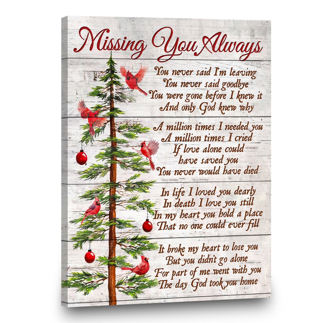 Stunning Gift Memorial Cardinal Pine Forest Canvas Missing You Always Canvas Vertical Version