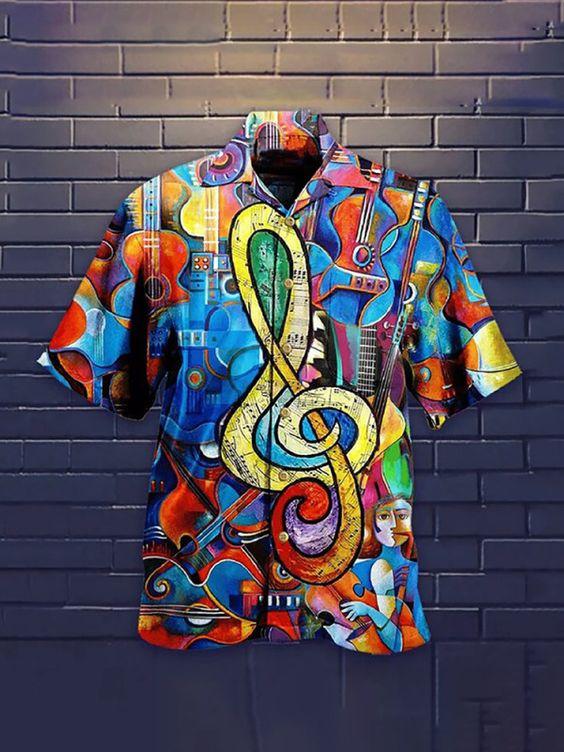 Musical Note Guitar Hawaii Shirt For Men Women Adult Ha50489