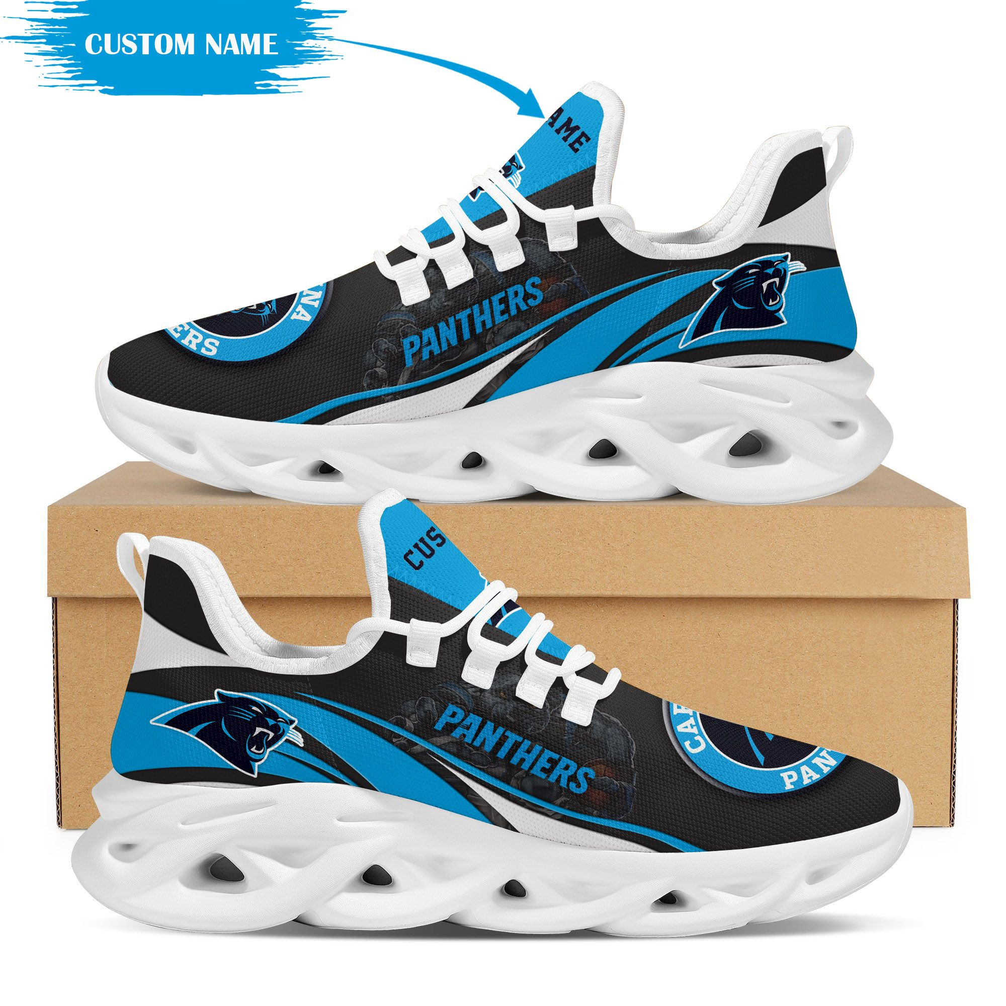 Carolina Panthers Mascot Custom Name Personalized Max Soul Sneakers Running Sports Shoes For Men